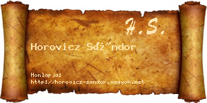 Horovicz Sándor névjegykártya